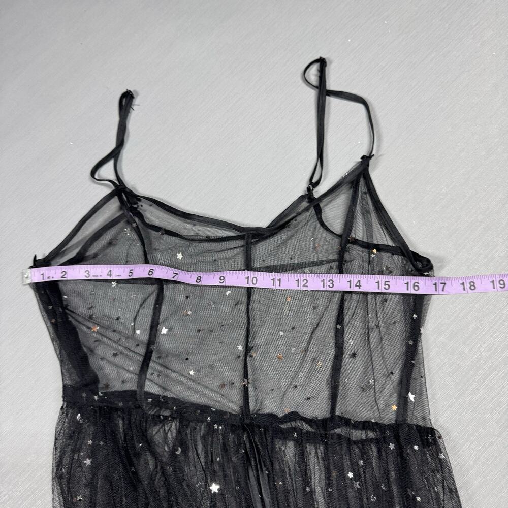 Witchy Sheer Dress Women S M Black Star Moon Mesh Fairy Grunge Whimsy Goth Pinup - Picture 6 of 11